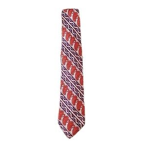 Ugly Vintage Acetate Orange Blue Paisley Mens Tie 40s 50s 60s "Tie Empire, NYC"
